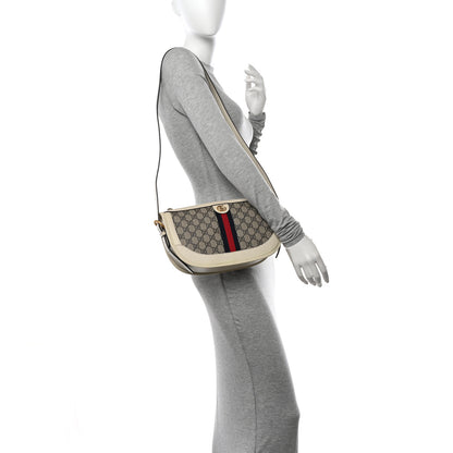 Gucci GG Supreme Monogram Web Large Ophidia Shoulder Bag Beige Ebony Mystic White 2 of 15
