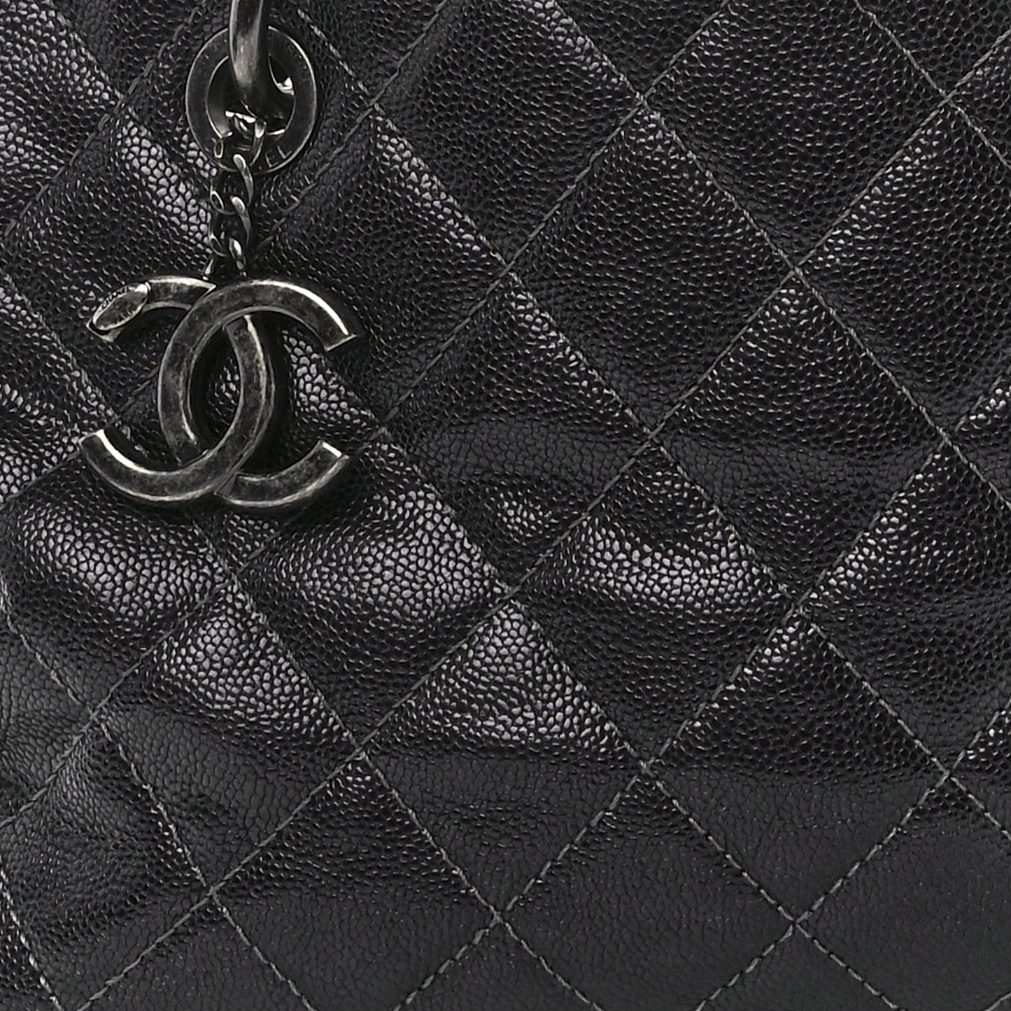 Iridescent Caviar Quilted Chic Shopping Tote