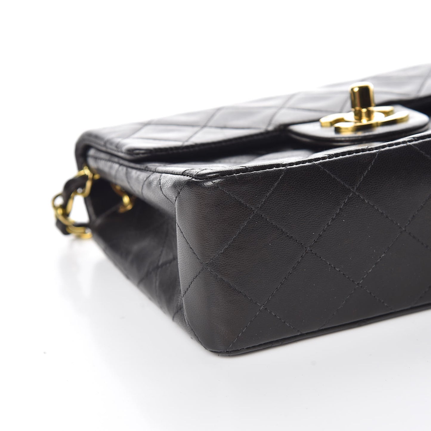 Lambskin Quilted Mini Square Flap Black