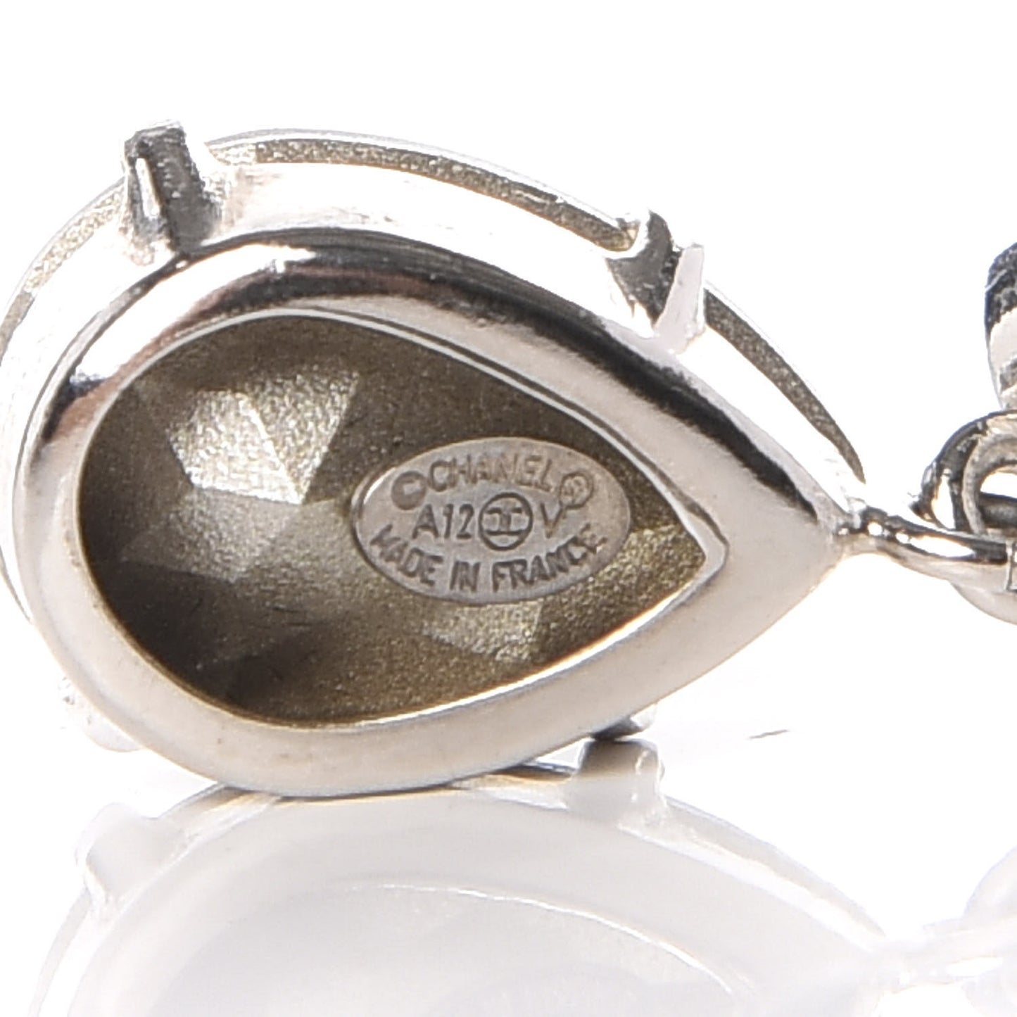 Crystal CC Tear Drop Earrings Silver