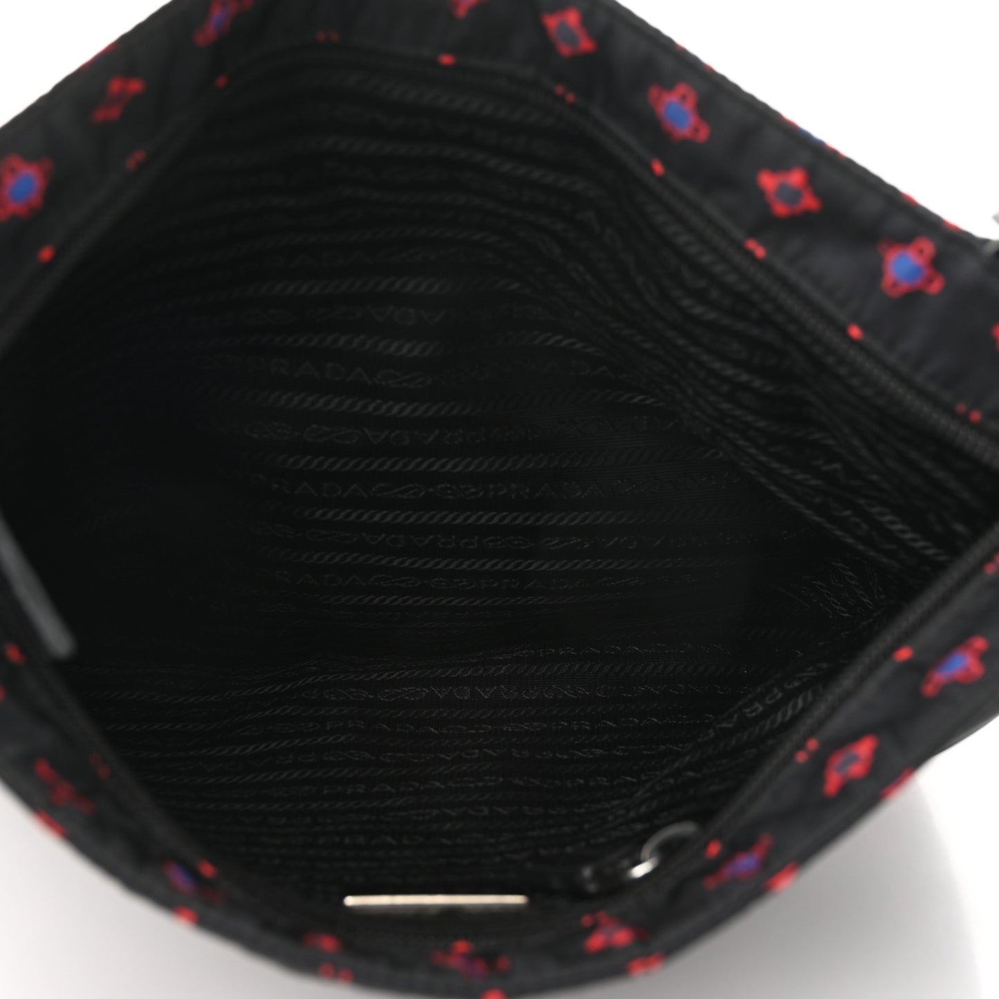Tessuto Stampato Nylon Flat Messenger Bag Black