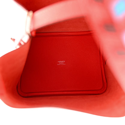 Hermes Epsom Tressage De Cuir Picotin Lock 18 PM Rouge Coeur Bleu du Nord Rouge H 5 of 11