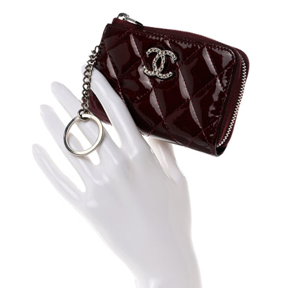 Chanel Patent Quilted Brilliant Key Holder Case Light Burgundy 3 of 8