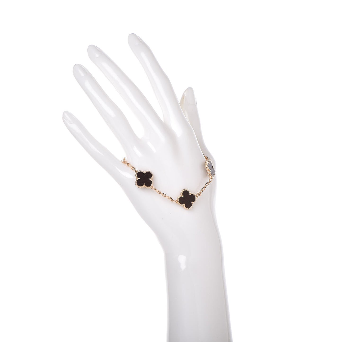 18K Rose Gold Letterwood 5 Motifs Vintage Alhambra Bracelet