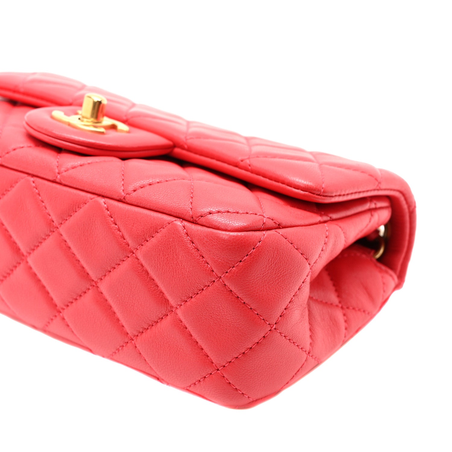 Chanel Lambskin Quilted Mini Rectangular Pearl Crush Flap Red 10 of 10
