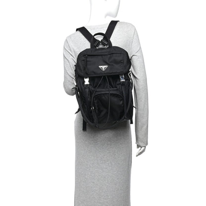 Prada Re-Nylon Saffiano Logo Double Buckle Backpack Black 2 of 9