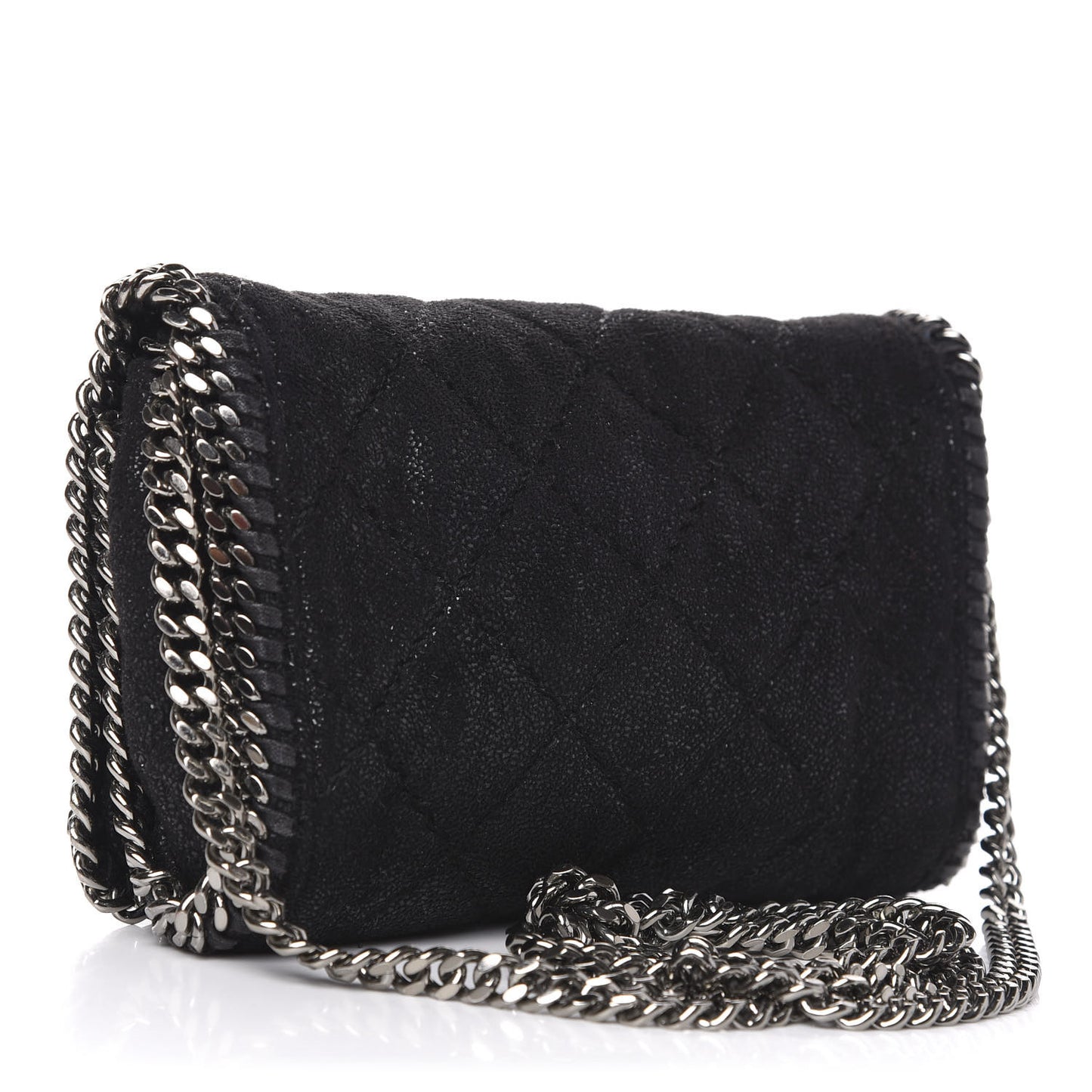Shaggy Deer Quilted Falabella Crossbody Bag Black