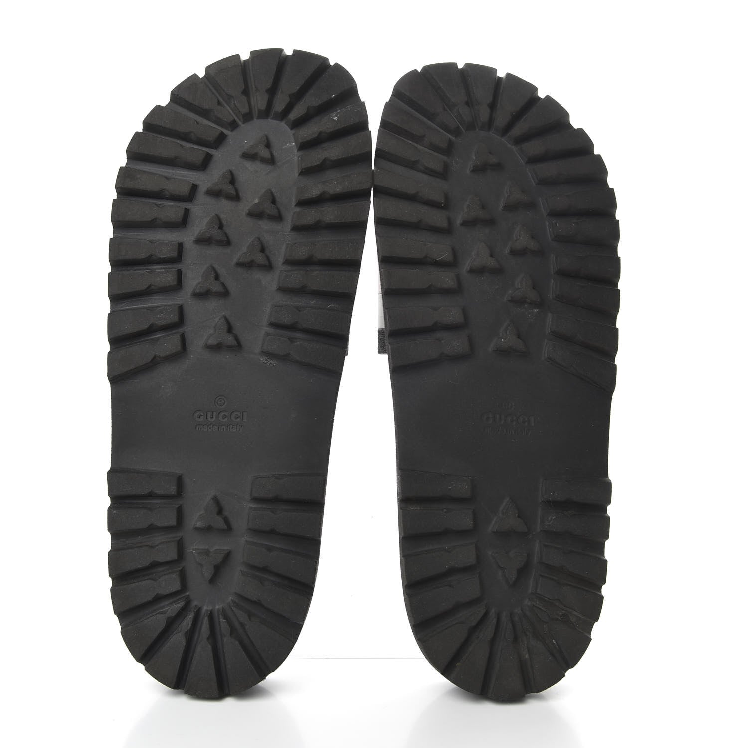 Gucci Rubber Web Mens Lug Sole Slide Sandals 12 Black Green Red 5 of 7