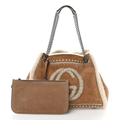 Gucci Suede Shearling Medium Soho Chain Shoulder Bag Brown 3 of 12