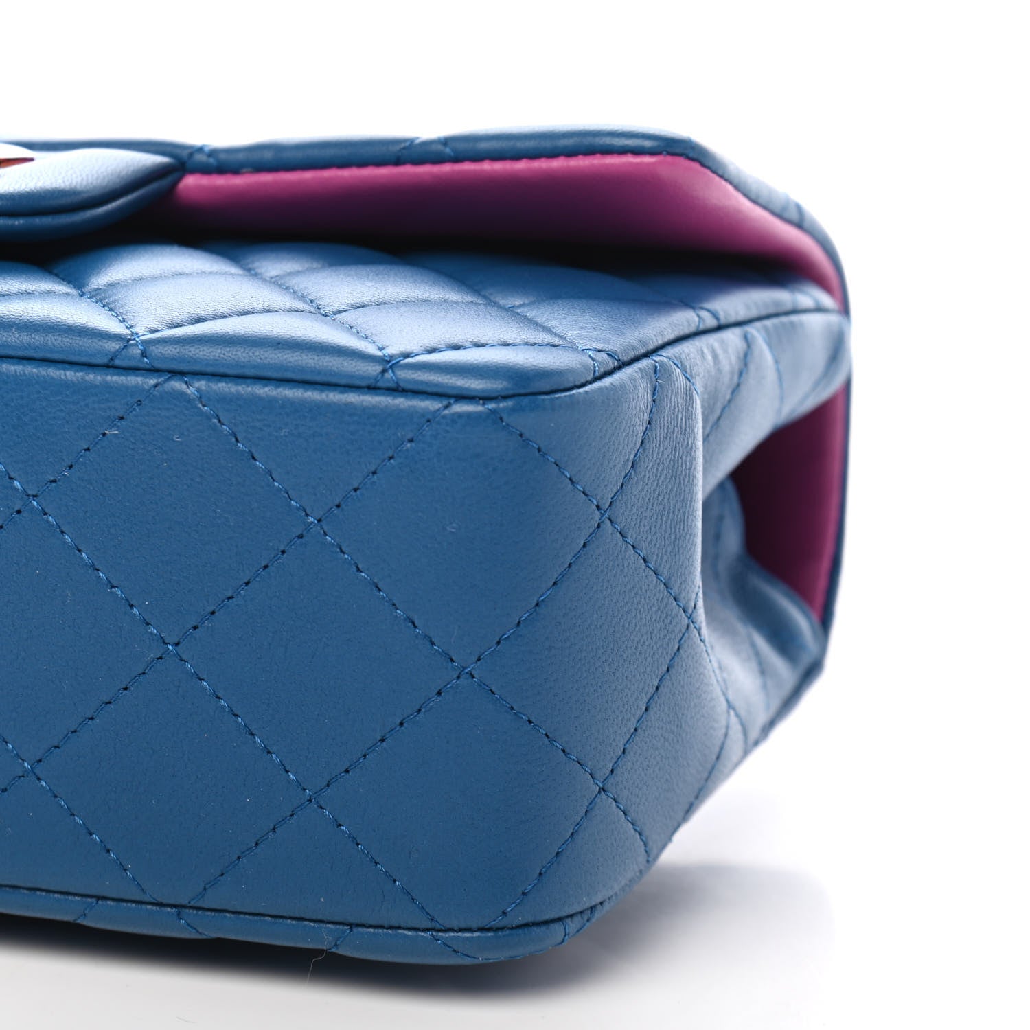 Chanel Lambskin Quilted Mini Rectangular Flap Blue Purple 15 of 17