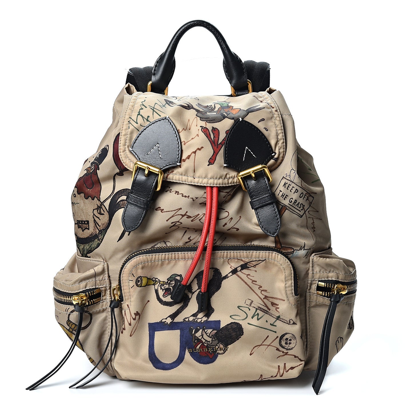 Nylon Print Medium Rucksack Backpack Beige