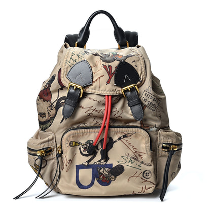 Burberry Nylon Print Medium Rucksack Backpack Beige 1 of 9
