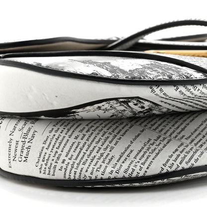 Christian Dior Calfskin Newspaper Printed Saddle Bag With Strap Black White 10 of 11