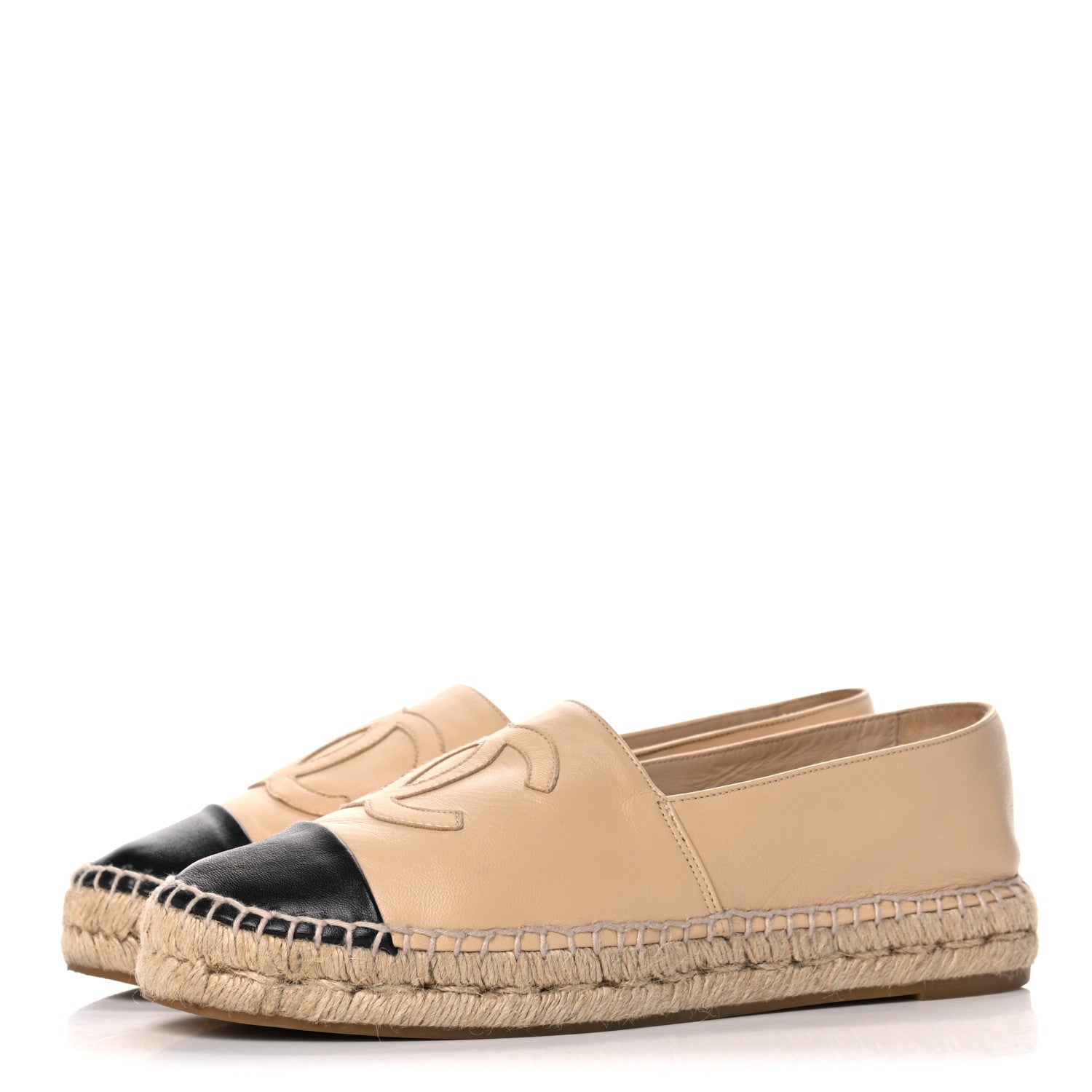 Chanel Lambskin CC Espadrilles 39 Beige Black 3 of 14