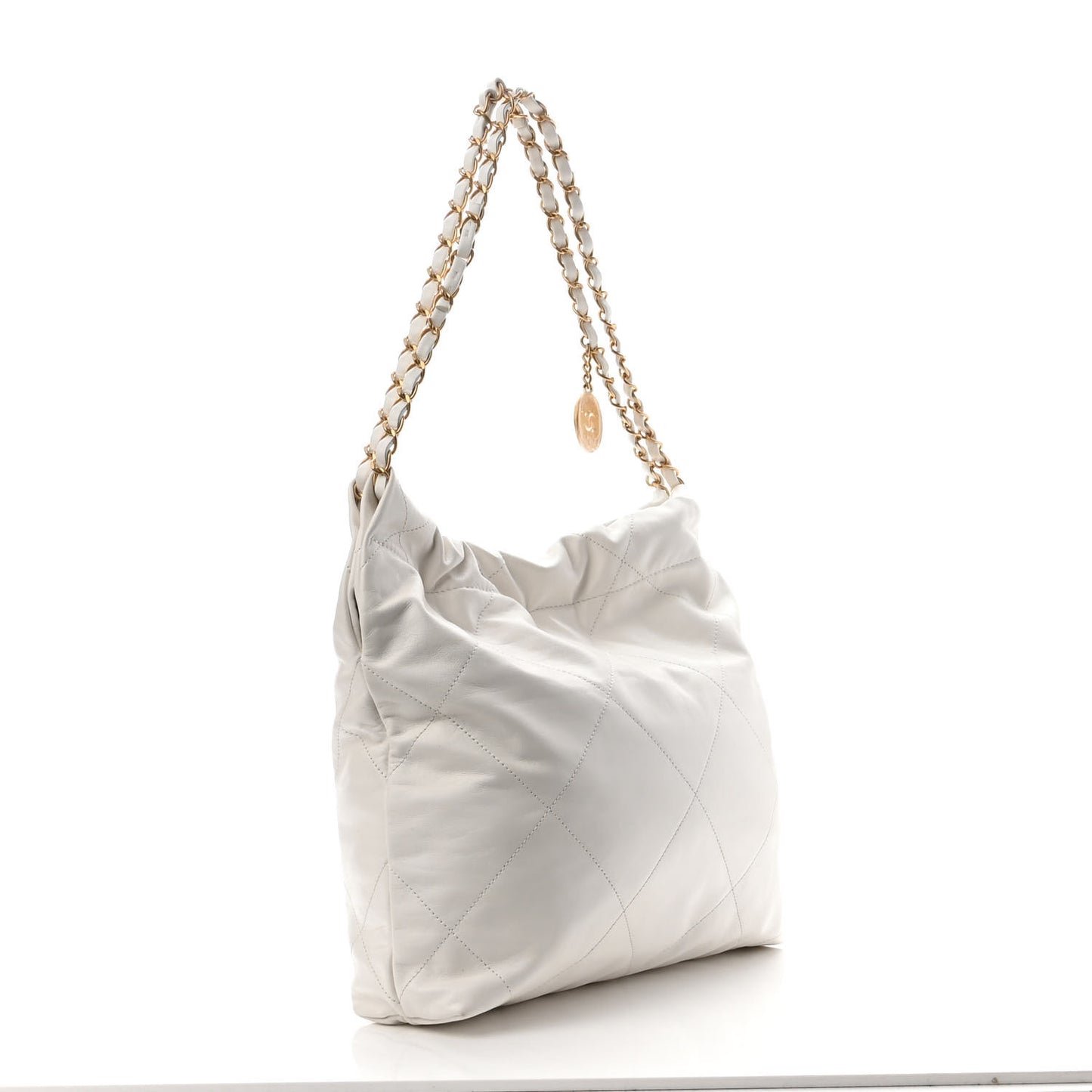 Shiny Calfskin Quilted Small Chanel 22 White