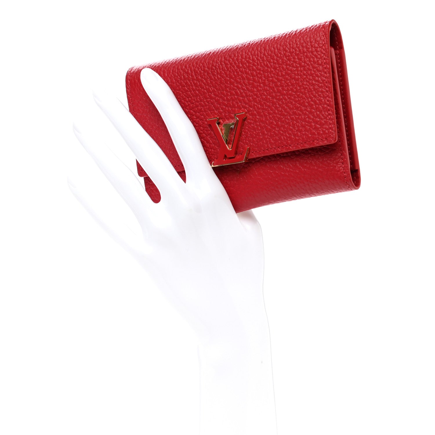 Louis Vuitton Taurillon Capucines Compact Wallet Scarlet 2 of 7