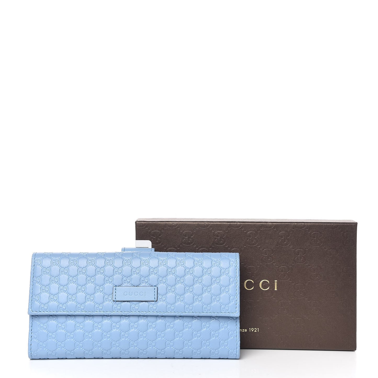 Microguccissima Continental Flap Wallet Mineral Blue