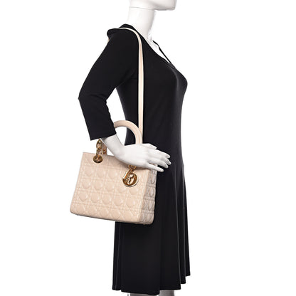 Christian Dior Lambskin Cannage Medium Lady Dior Light Beige 2 of 18