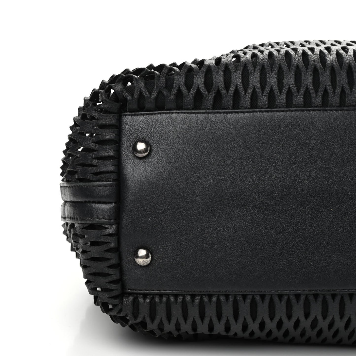 Calfskin Laser Cut Perforated CC Tote Black