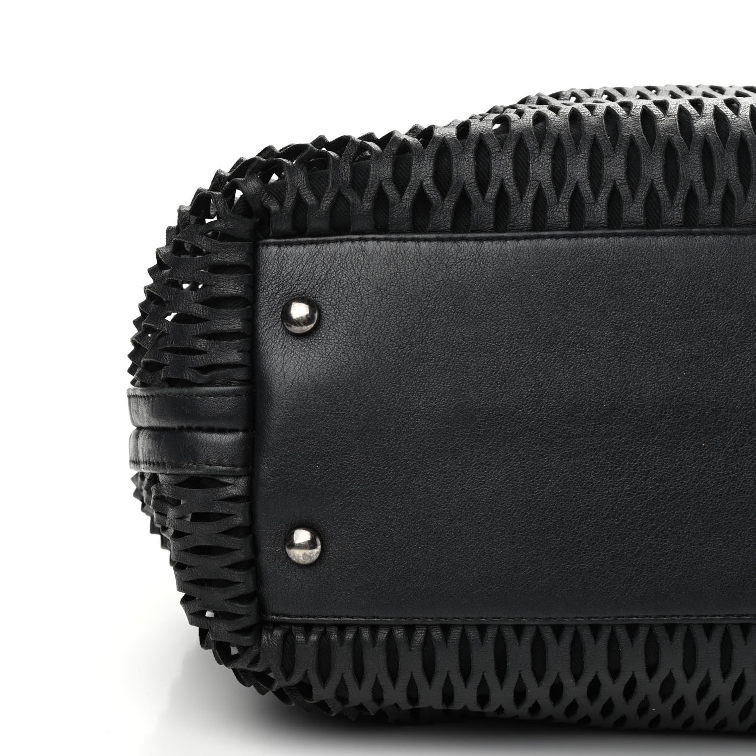 Chanel Calfskin Laser Cut Perforated CC Tote Black 7 of 9
