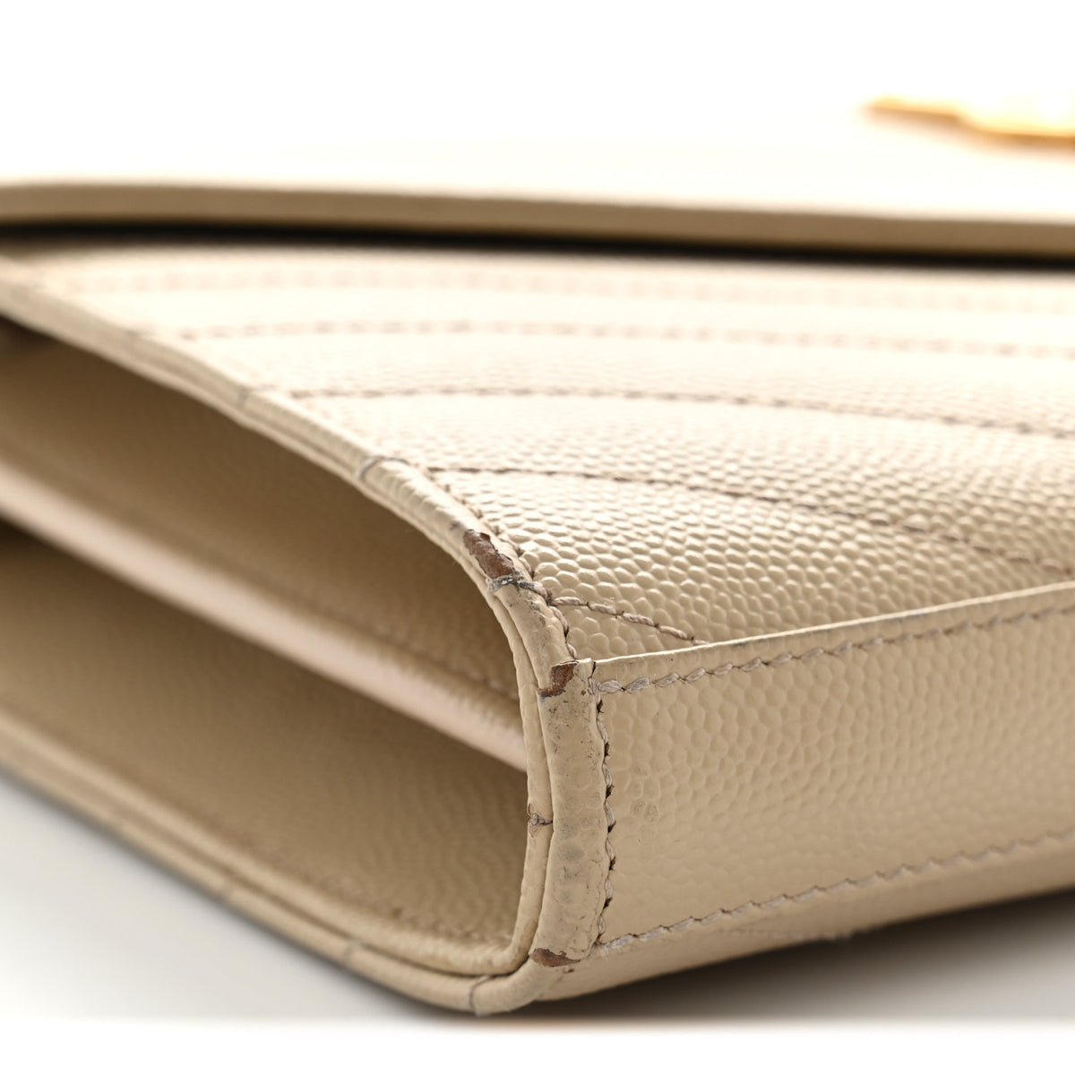 Grain De Poudre Matelasse Chevron Monogram Chain Wallet Nude Powder