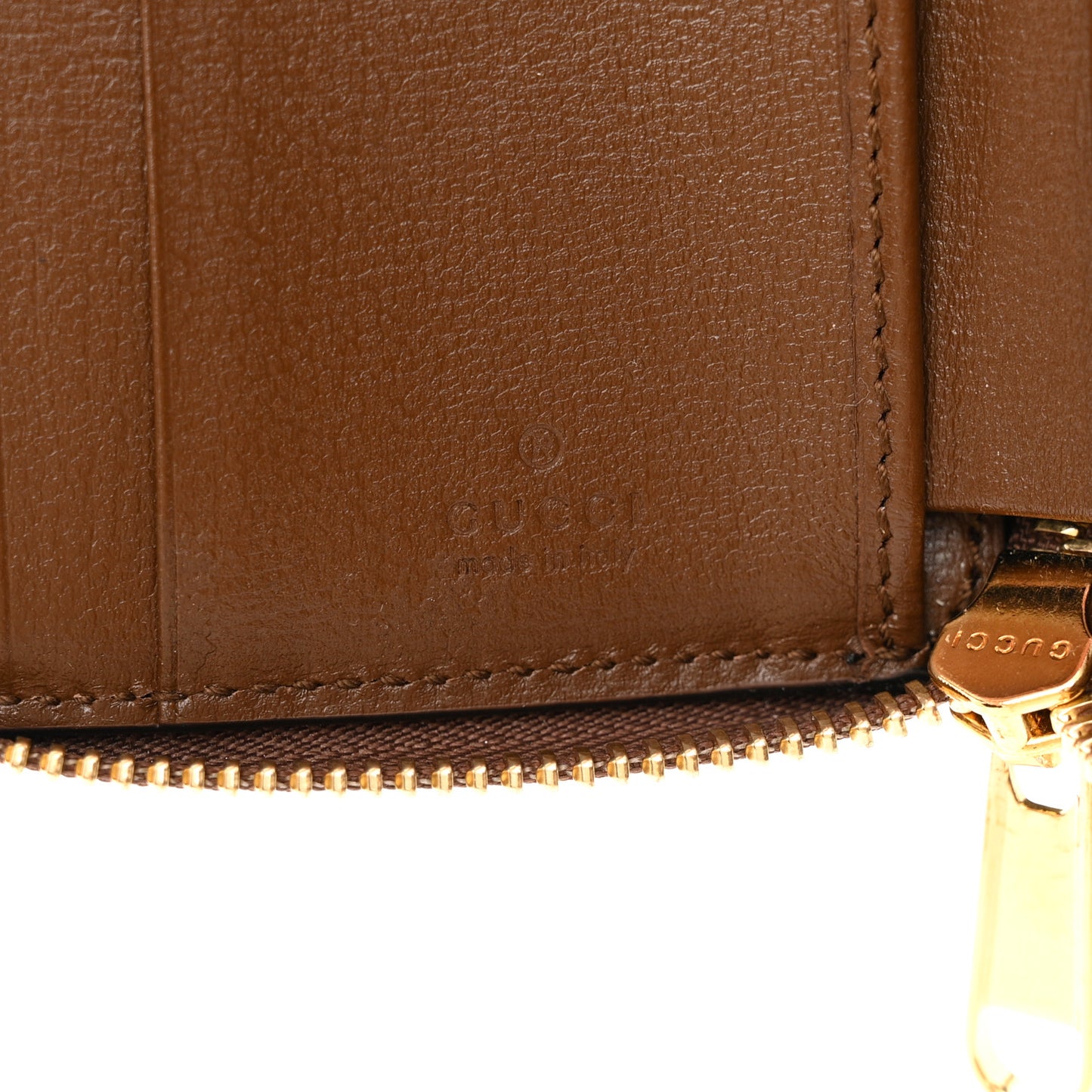 GG Supreme Monogram Azalea Calfskin Retro Interlocking G Compact Wallet Dark Brown