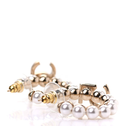Chanel Crystal Pearl CC No 5 Hoop Drop Earring Gold 3 of 4