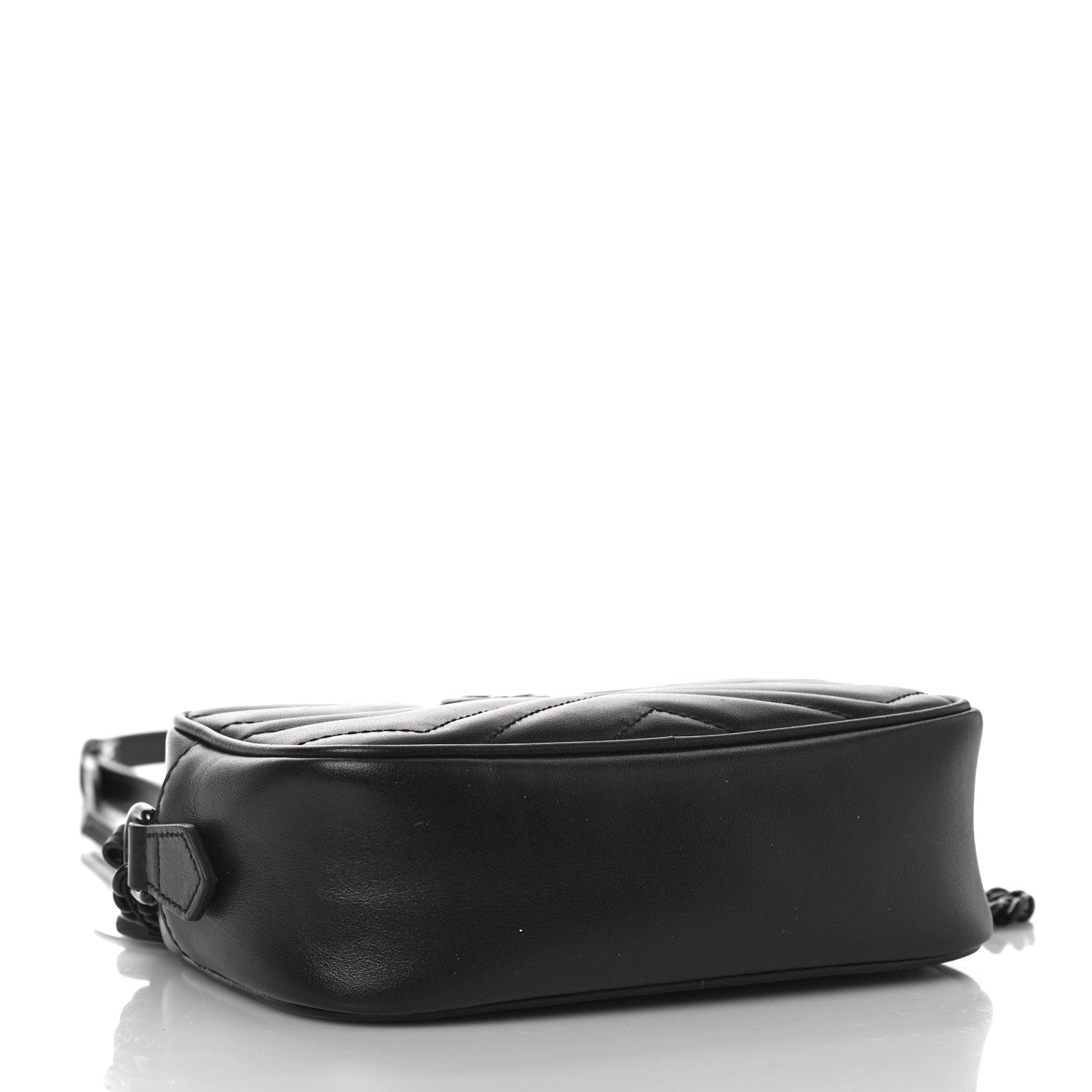 Gucci Calfskin Matelasse Monochrome Mini GG Marmont Chain Shoulder Bag Black 4 of 10