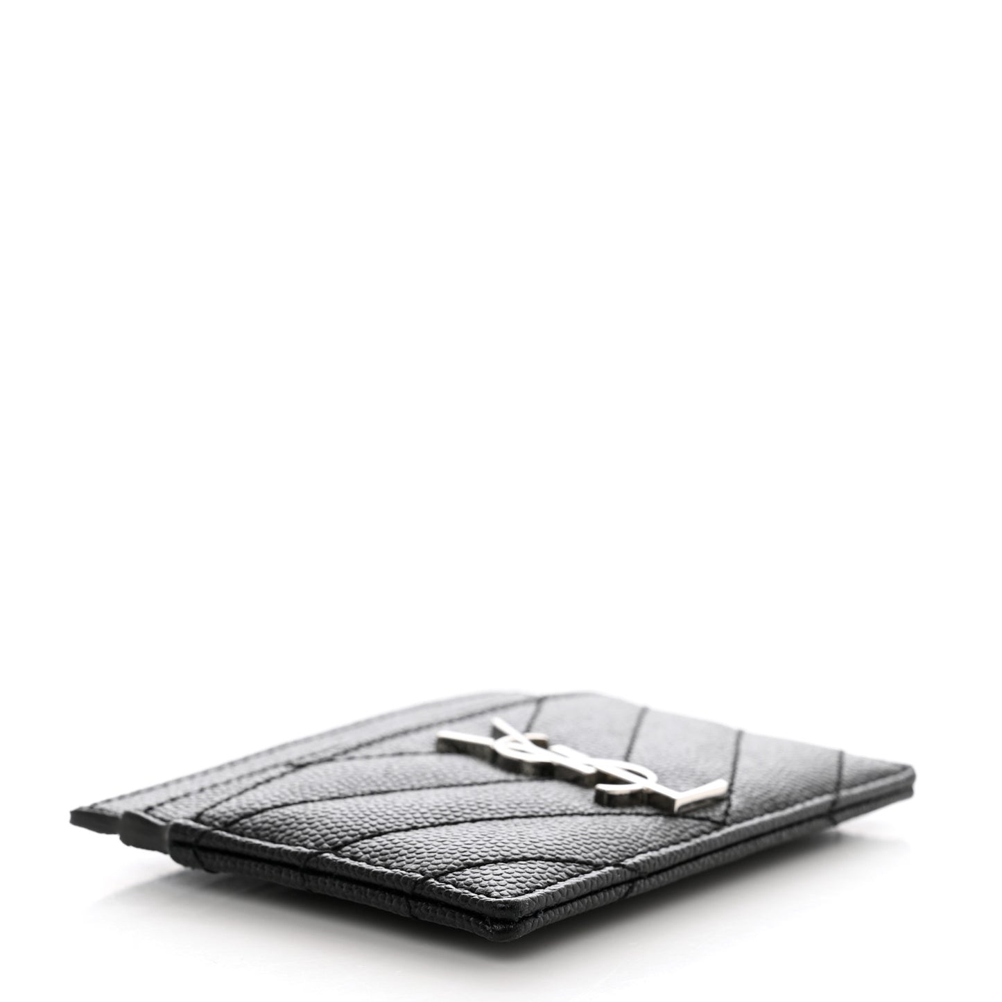 Grain De Poudre Matelasse Chevron Monogram Credit Card Case Black