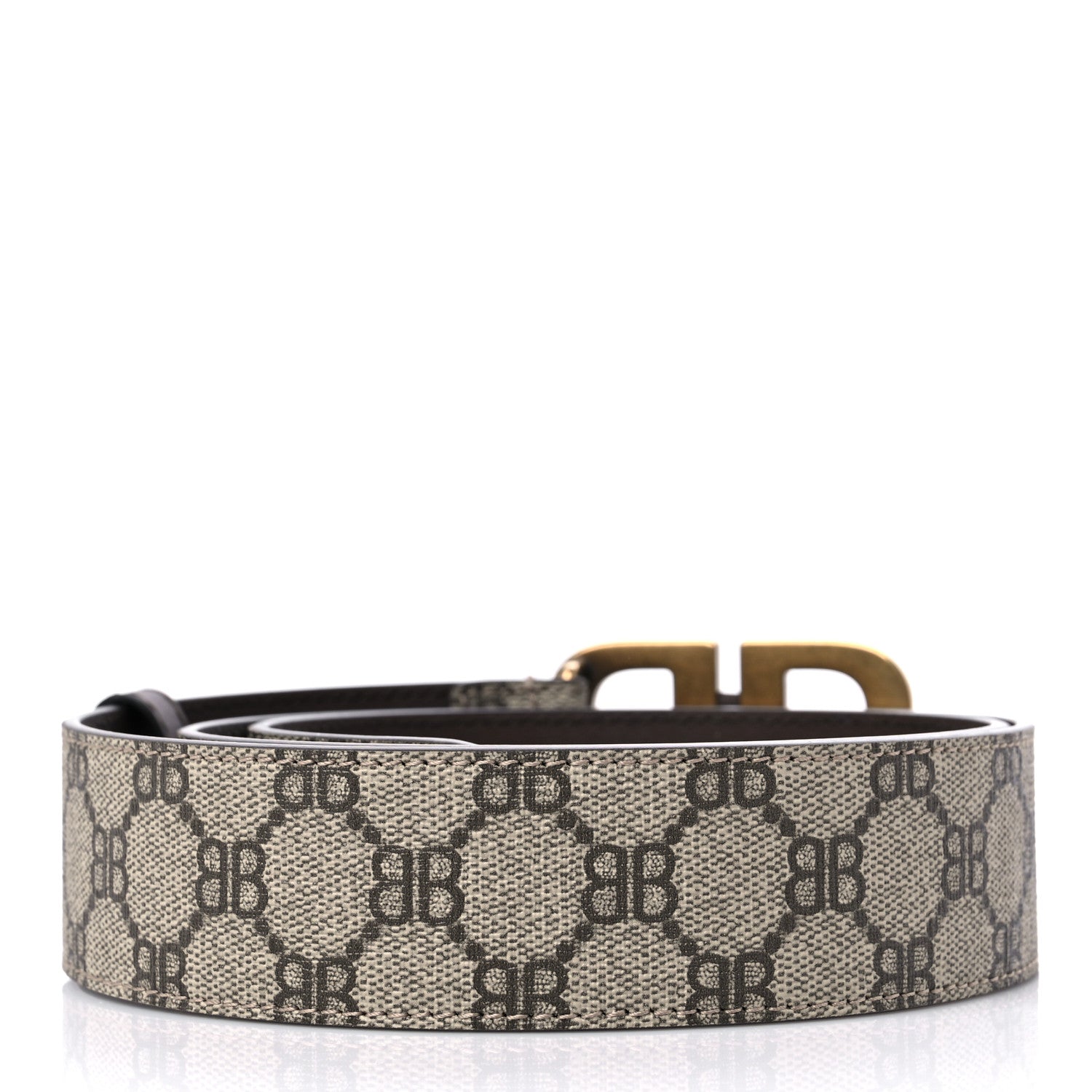 Gucci X BALENCIAGA BB Supreme Monogram 40mm Belt 95 38 Beige Ebony Dark Brown 2 of 5