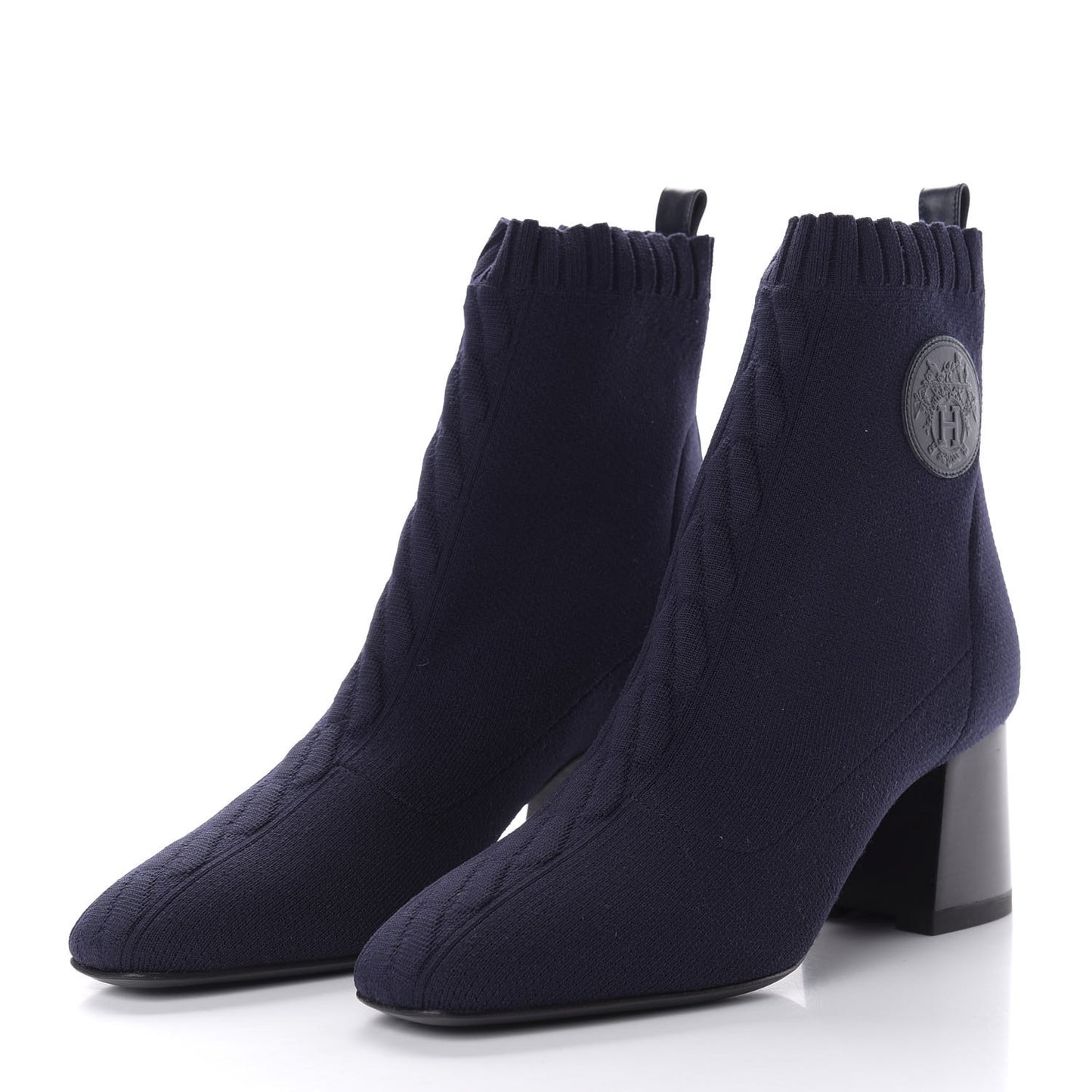 Knit Calfskin Volver 60 Ankle Boots 38 Bleu Diplomatique