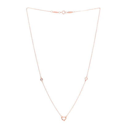 Tiffany 18K Rose Gold 2 Diamond Elsa Peretti Diamonds by the Yard Open Heart Pendant Necklace 2 of 8