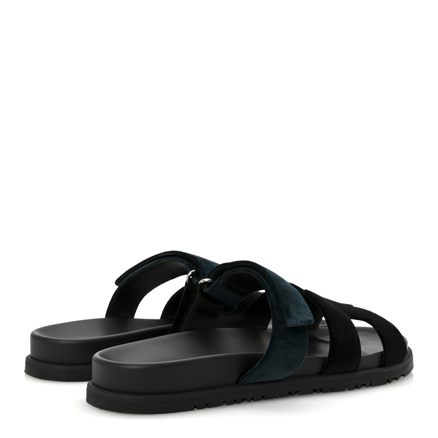 Hermes Velvet Womens Chypre Sandals 41 Black Vert Mousse 5 of 9