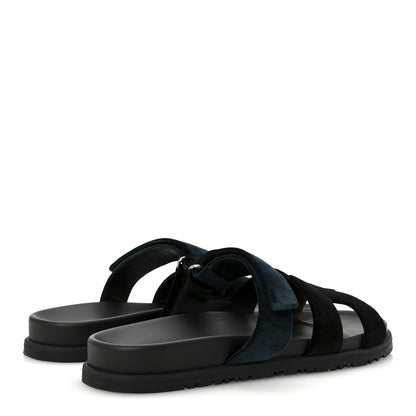 Hermes Velvet Womens Chypre Sandals 41 Black Vert Mousse 5 of 9