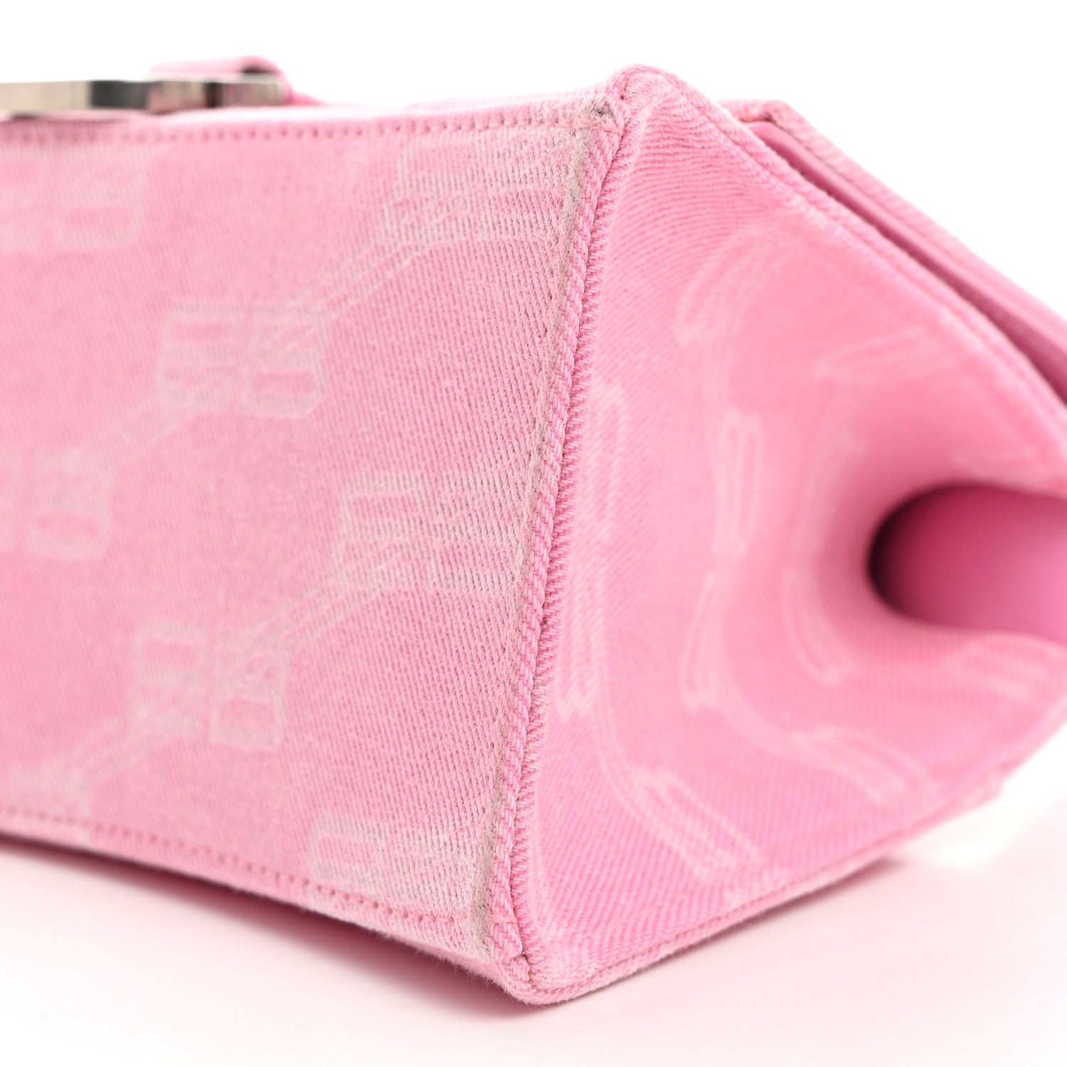 Balenciaga Washed Denim BB Monogram Hourglass Top Handle Bag Small Pink 11 of 12