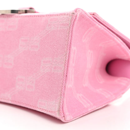Balenciaga Washed Denim BB Monogram Hourglass Top Handle Bag Small Pink 11 of 12