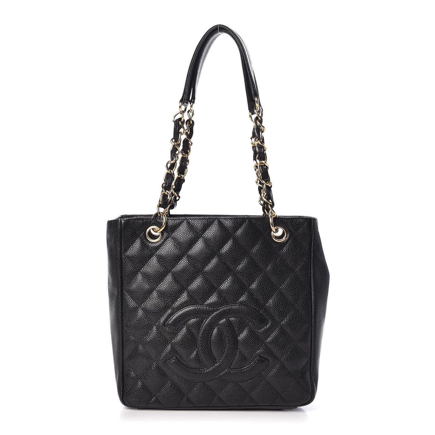 Caviar Quilted Petit Shopping Tote PST Black