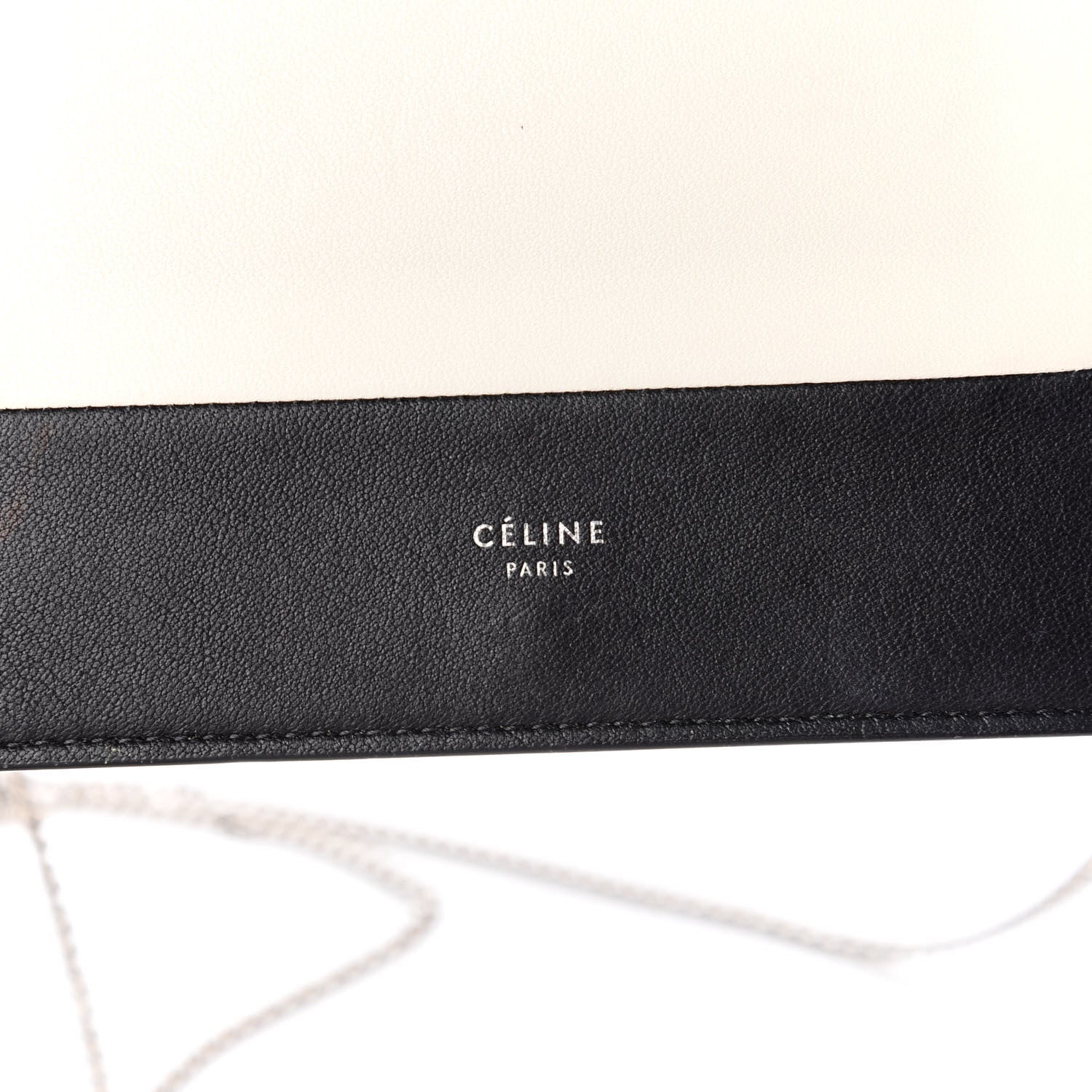 Celine Smooth Lambskin Frame Evening Chain Clutch Black White 6 of 13