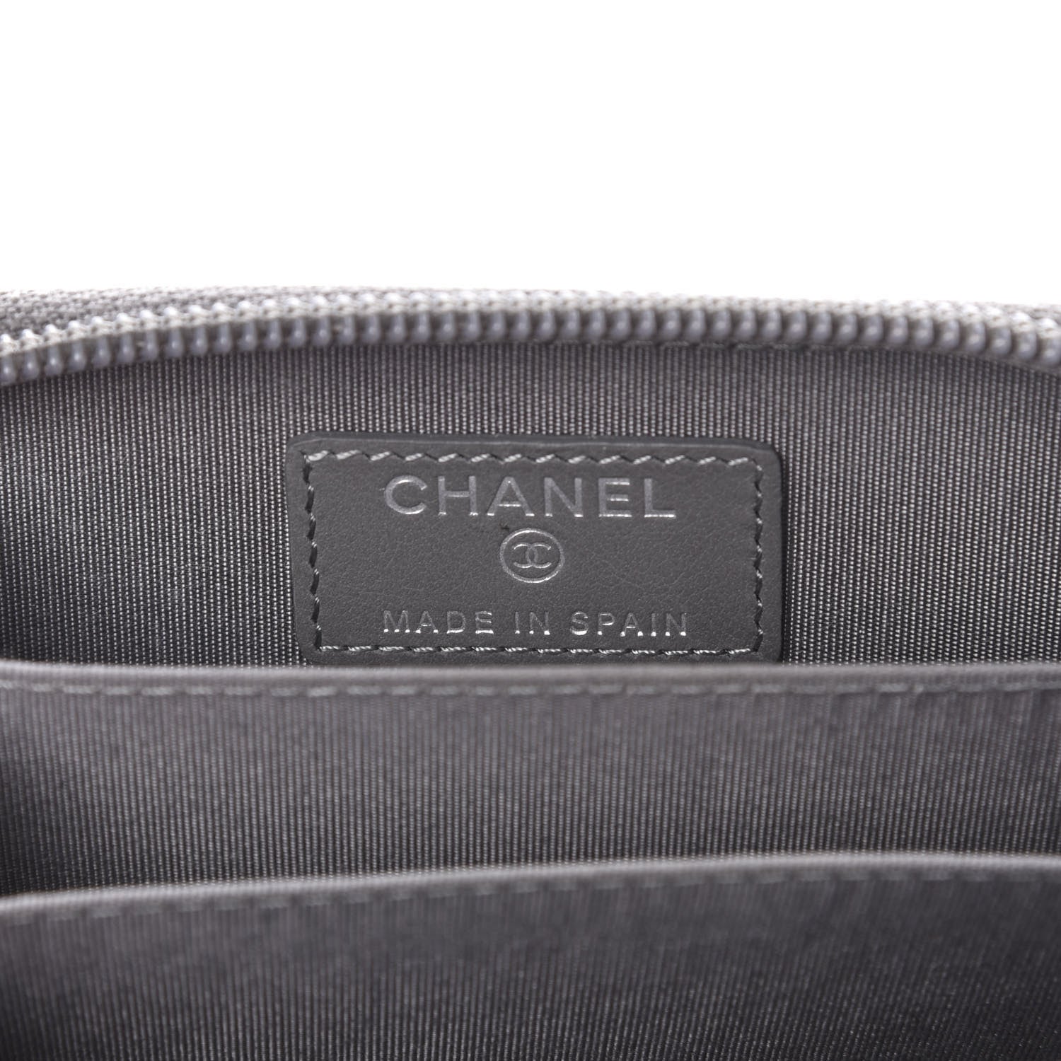 Chanel Calfskin Chevron Quilted Boy Zip Around Coin Purse Wallet Grey 6 of 8