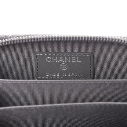 Chanel Calfskin Chevron Quilted Boy Zip Around Coin Purse Wallet Grey 6 of 8