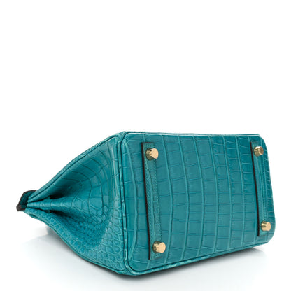 Hermes Matte Alligator Birkin 25 Bleu Paon 4 of 11