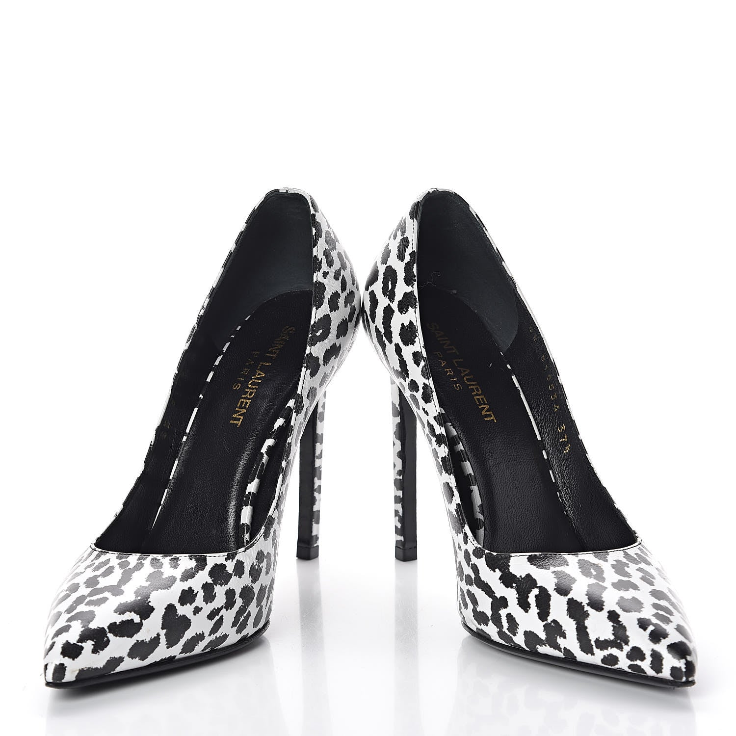 Saint Laurent Soft Calfskin Baby Cat Paris 105 Pumps 37.5 White Black 5 of 10