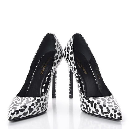 Saint Laurent Soft Calfskin Baby Cat Paris 105 Pumps 37.5 White Black 5 of 10