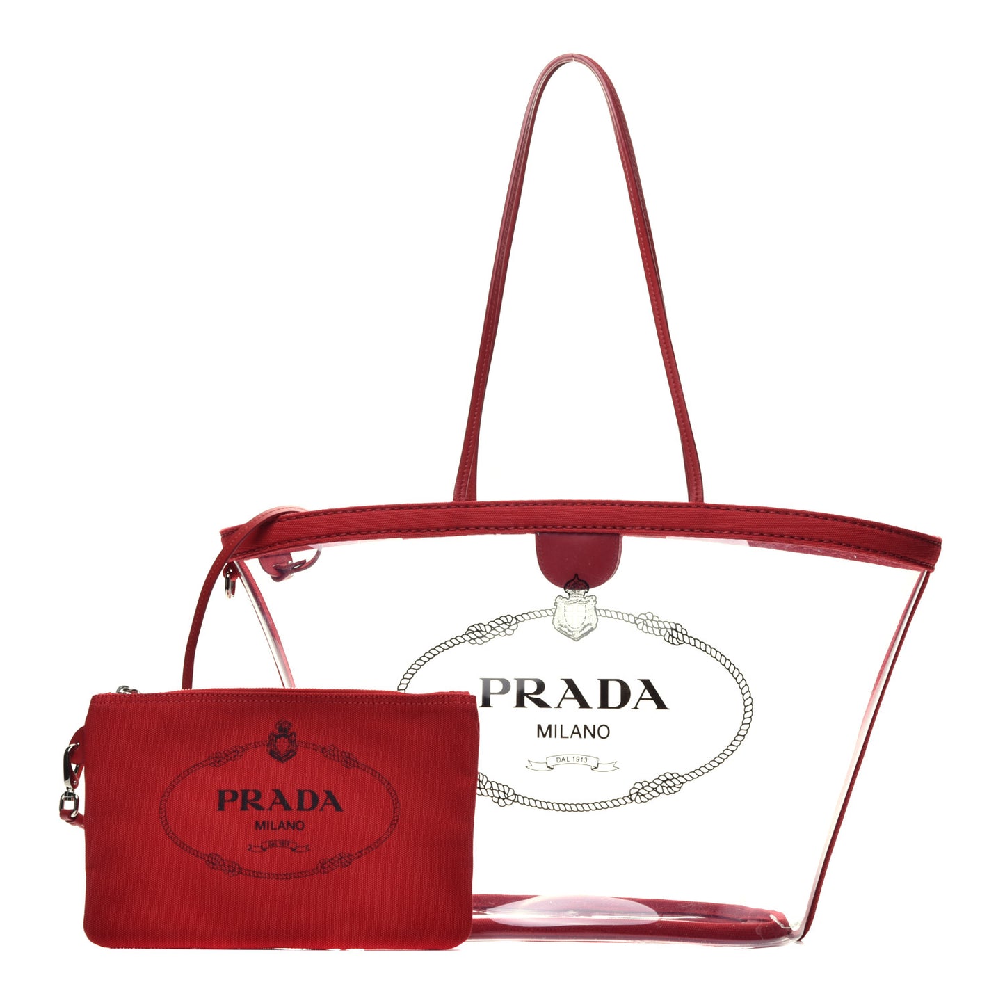 Plexiglass Calfskin Small Shopper Tote Rosso