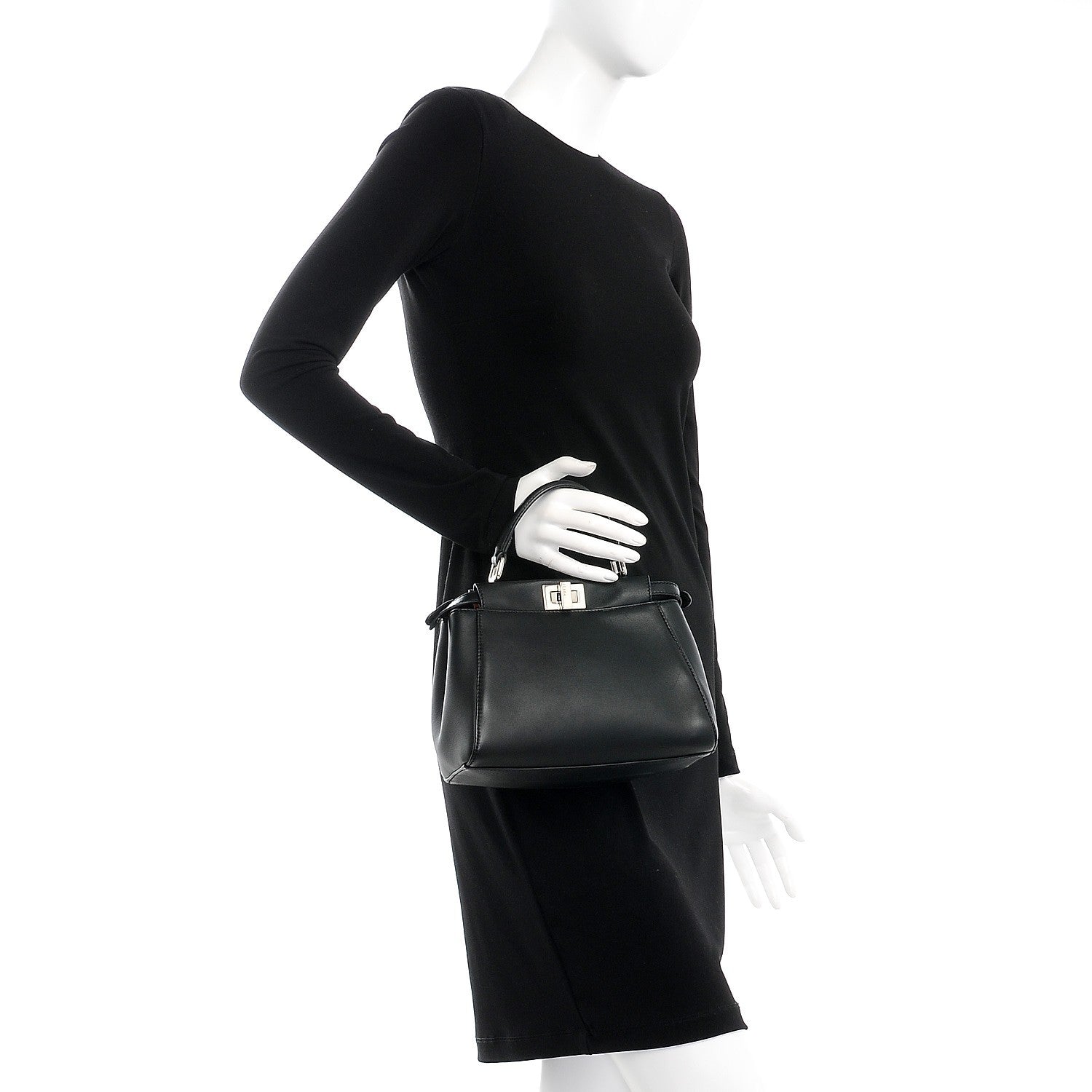 Fendi Nappa Karung Monster Eyes Mini Peekaboo Iconic Satchel Black Papavero 3 of 12