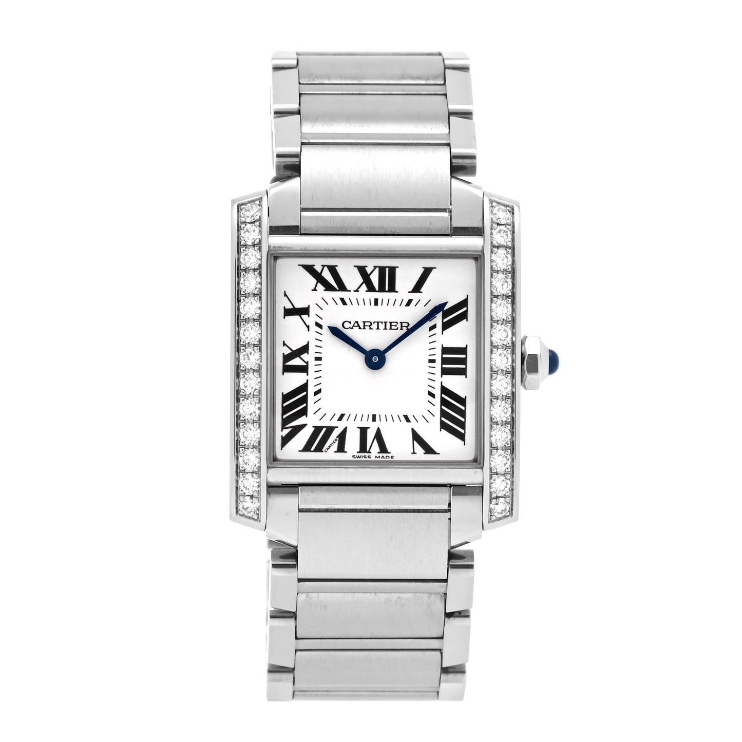 Stainless Steel Diamond Bezel 25mm Tank Francaise Quartz Watch