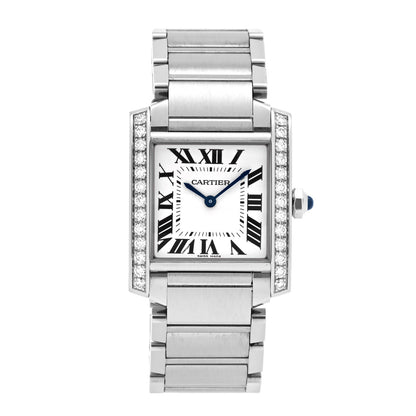 Cartier Stainless Steel Diamond Bezel 25mm Tank Francaise Quartz Watch 1 of 5