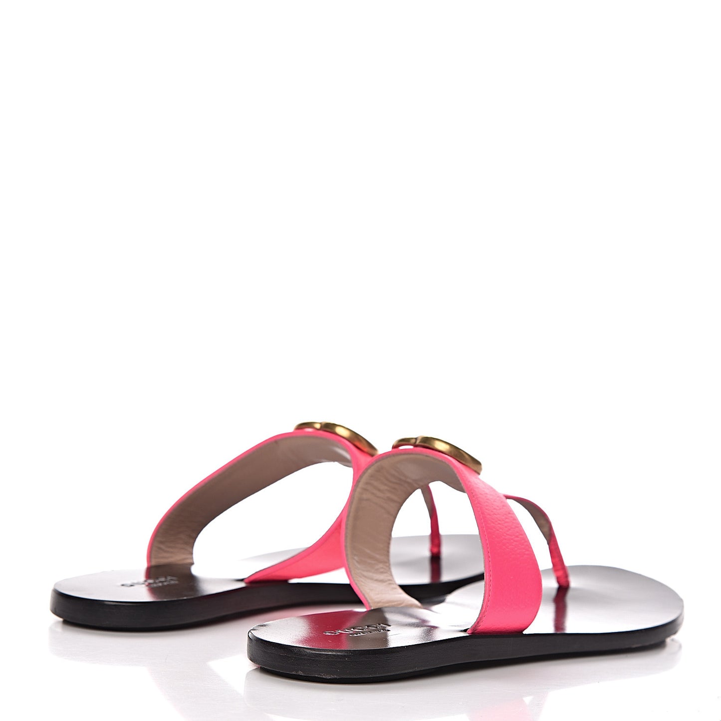 Calfskin GG Marmont Thong Sandals 38 Fuxia Fluo