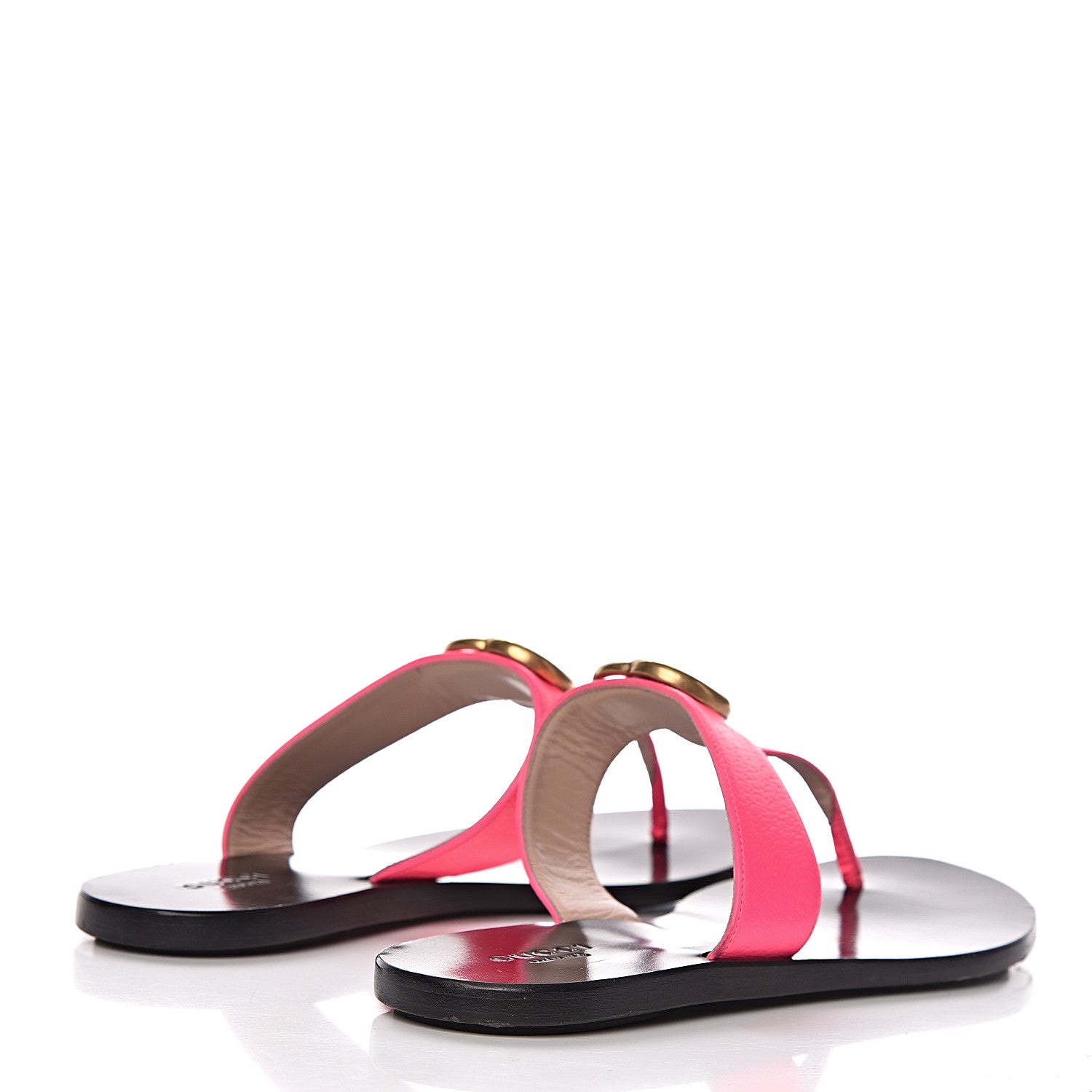 Gucci Calfskin GG Marmont Thong Sandals 38 Fuxia Fluo 4 of 20