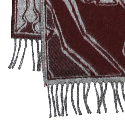 Hermes Cashmere La Danse des Chevaux Muffler Bordeaux Gris Moyen Gris Clair 4 of 5